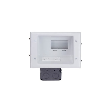 Cable Wholesale Recessed Low Voltage Mid-Size Plate with 20 Amp Duplex Receptacle, White 45-0072-WH